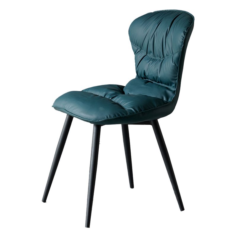Nordic Style Metal Armless Dining Chairs Leather Upholstered Side Chair for Home Use