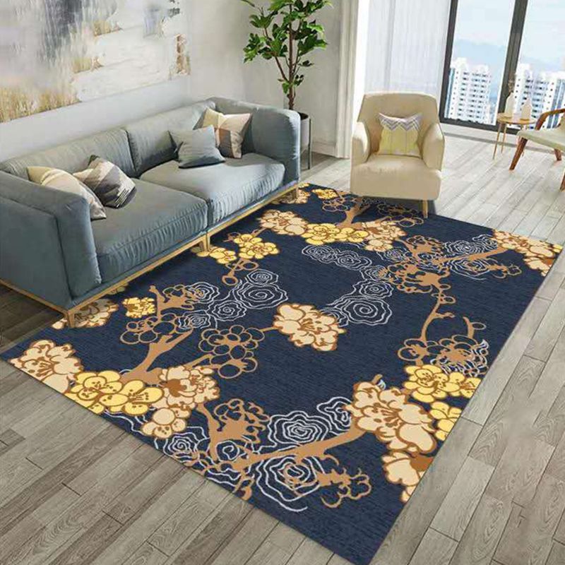 White Modern Rug Polyester Pattern Rug Stain Resistant Rug for Home Decor