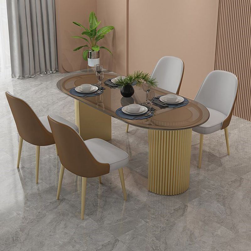 Traditional Luxury Dining Table Oval Home Table with Gold Base