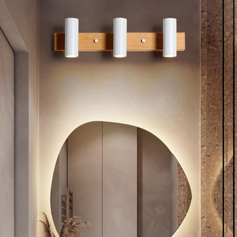 Lámpara de tocador de forma de cilindro de tocador de tocador de hierro de estilo nórdico con sombra de metal para dormitorio