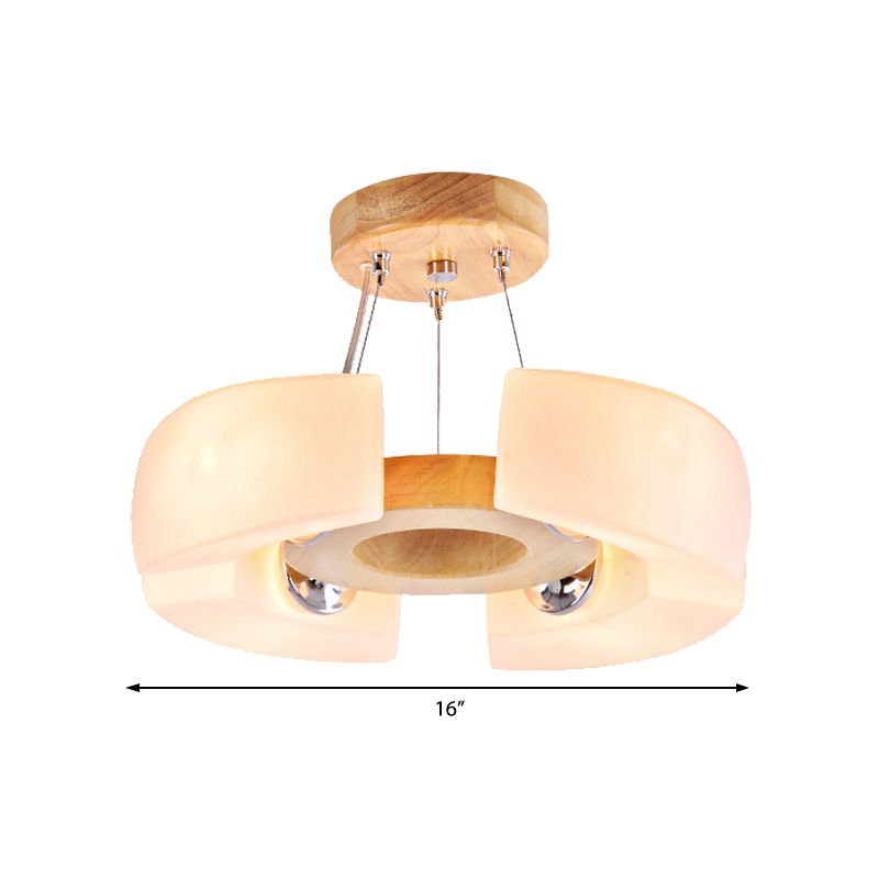 4/6 Light Wooden Ceiling Light Fixture Modern Unique Round Flush Mount Light, Warm/White