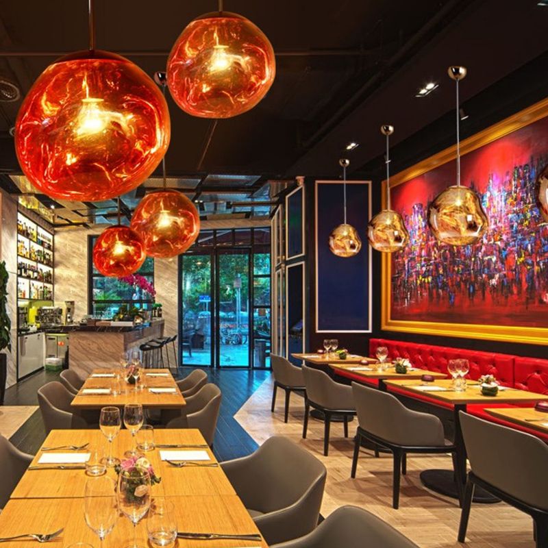 Contemporary Colorful Glass Hanging Light Creative Metallic Pendant Lighting Fixture