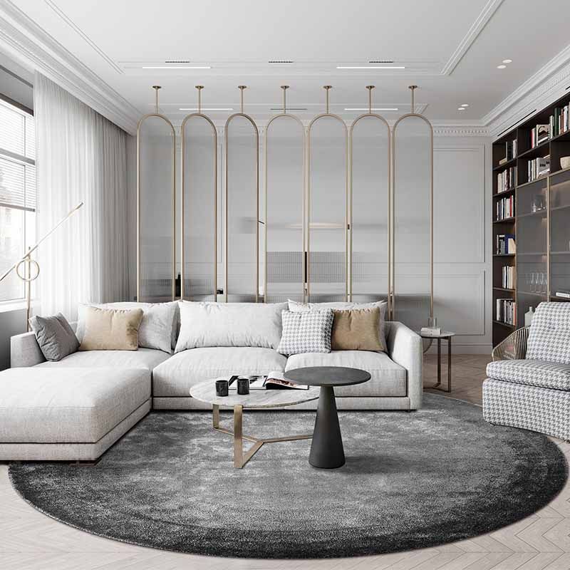 Fancy Green Area Carpet Modern Polyester Area Rug Pure Color Stain Resistant Rug for Bedroom