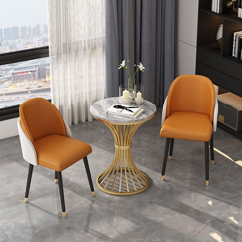 Traditional Luxury Dining Table Sintered Stone Round Table with Gold Base