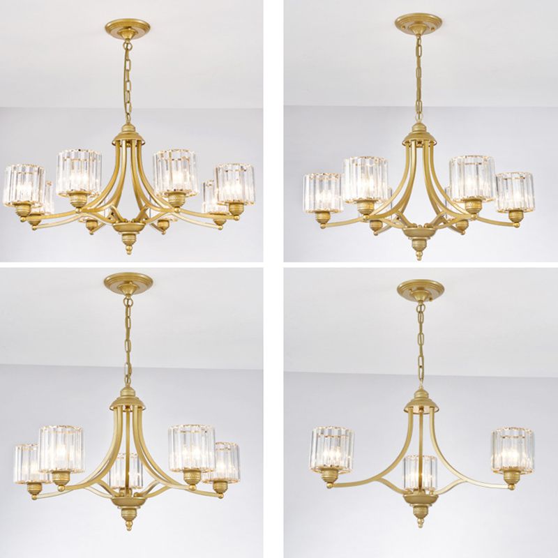 Modern metaalhangende kroonluchter lichtcilinder helder kristal schaduw plafond kroonluchter voor woonkamer