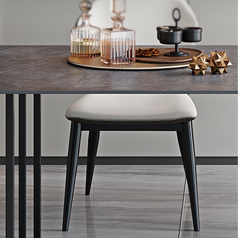 Industrial Sintered Stone Dining Table Rectangular Table with Double Pedestal
