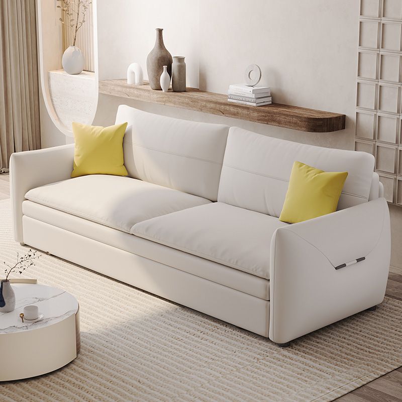 Glam Wooden Futon with Mattress Futon Sofa Bed Square Arms Sleeper Sofa