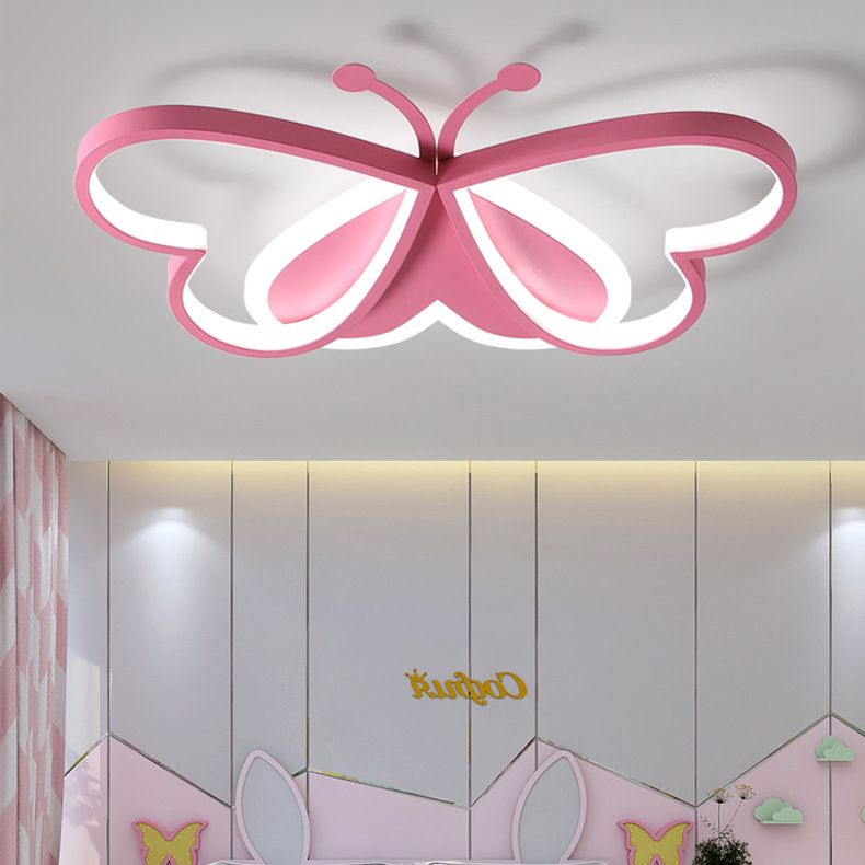 Butterfly Flush Mount Ceiling Light Fixtures Kids Metal Ceiling Mount Chandelier for Bedroom