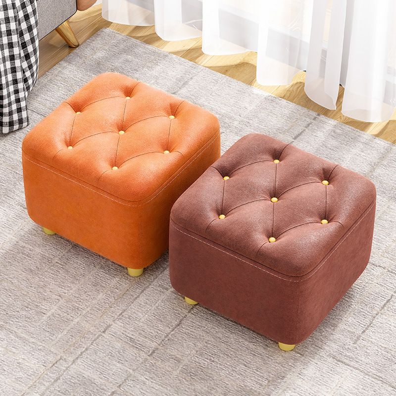 Solid Color Leather Standard Stool Modern Simple Square Upholstered Stool