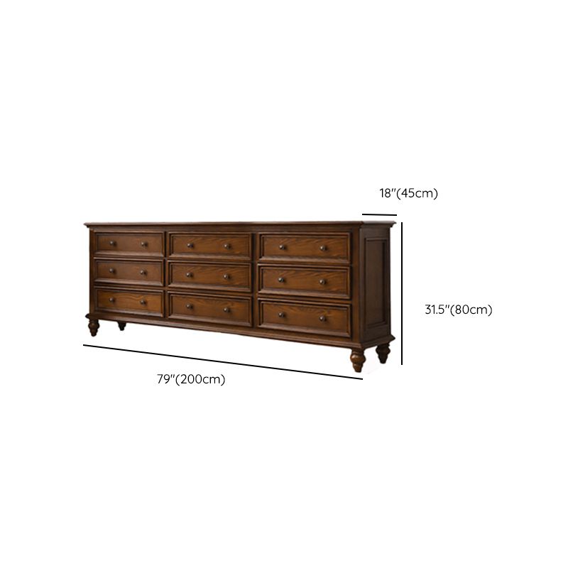 Solid Wood Storage Chest Dresser Brown Storage Chest with Drawers