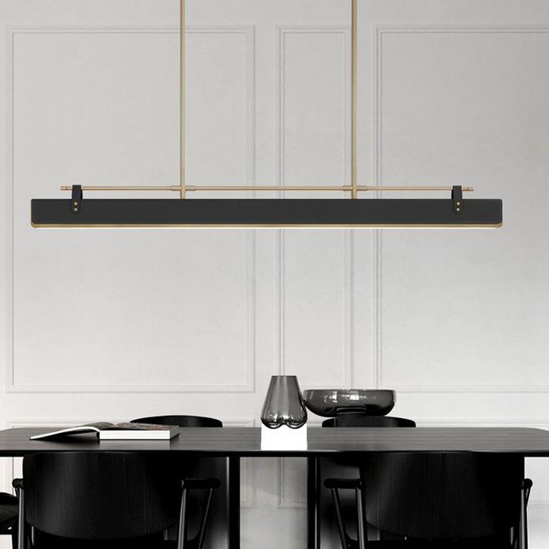 Leather LED Island Light Ultra-Modern Hanging Light Fixture for Dining Room