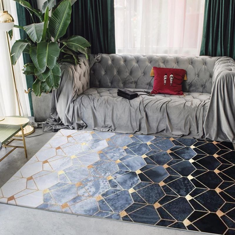 Multicoloured Geometric Pattern Rug Polyester Modern Rug Washable Non-Slip Pet Friendly Carpet for Living Room