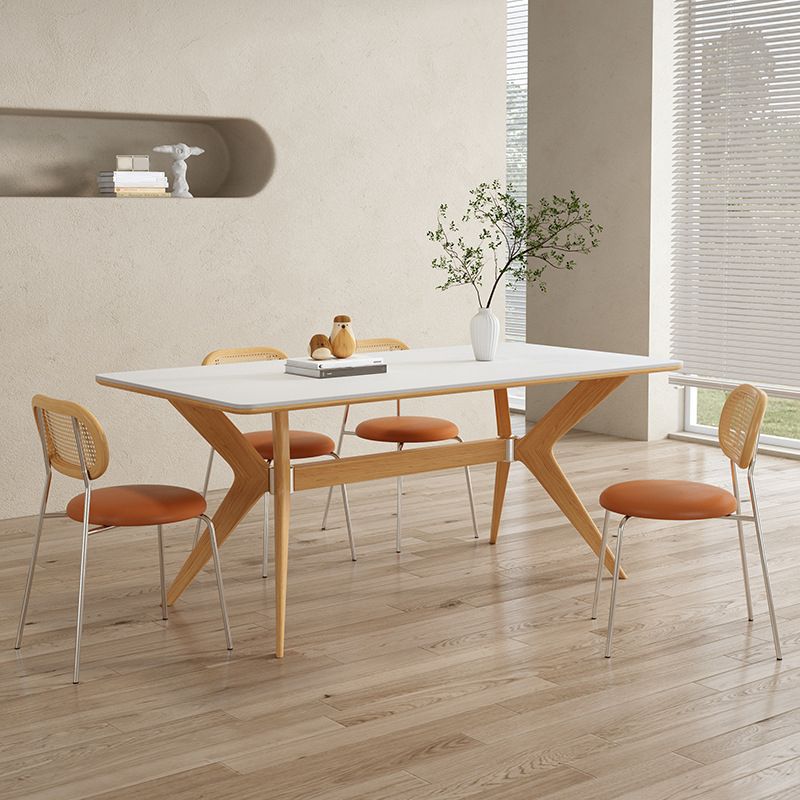 Stone Top Dining Table Set with Wooden Frame 1/4/5/7 Pieces Modern Dinette Set for Home