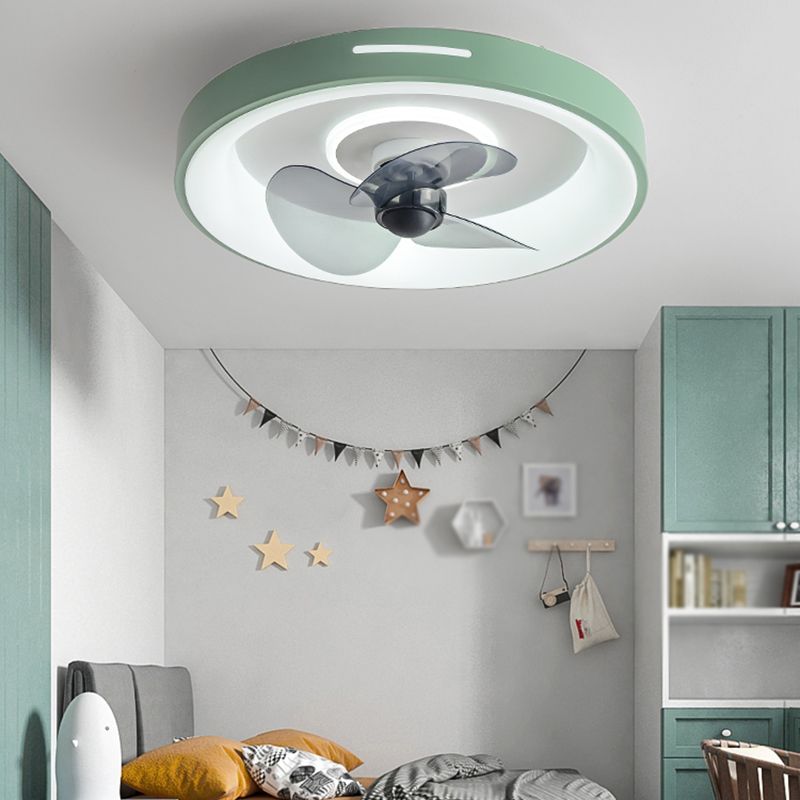 Metal Geometry Ceiling Fan Light Modern Style Single Light LED Flush Light