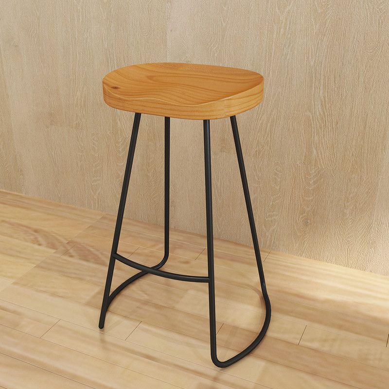 Industrial Style Bar-stool Wooden Counter Bar Stool with Metal Legs for Restaurant
