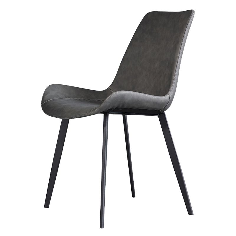 Industrial Dining Chair with Metal Frame Matte Finish Solid Back Side Chair