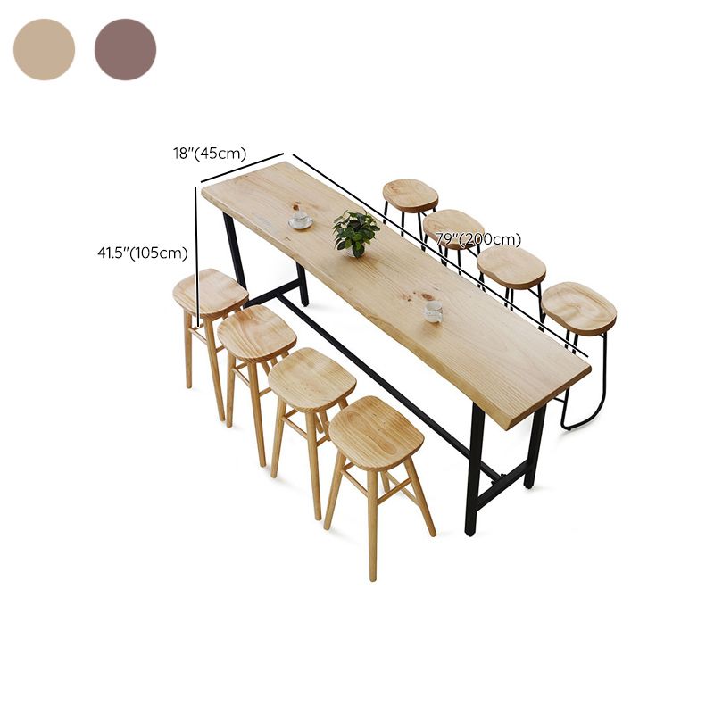 Metal Base Bar Table Rectangular Wood Top Bistro Pub Table for Bar