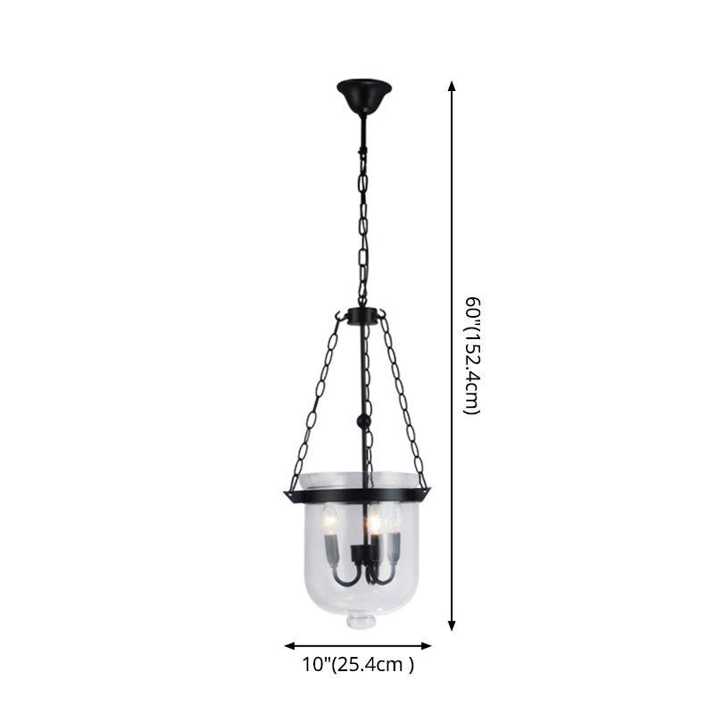 Black Bucket Chandelier Light Fixture Industrial Style Glass Dining Room Pendant Lighting