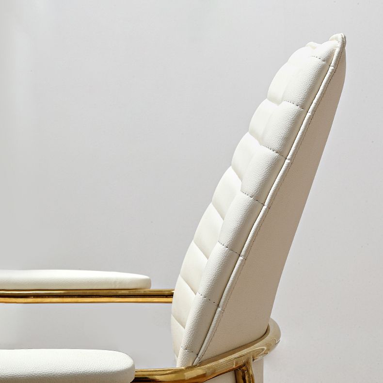 Modern Mid Back Desk Chair Faux Leather Swivel Office Chair with Padded Arms