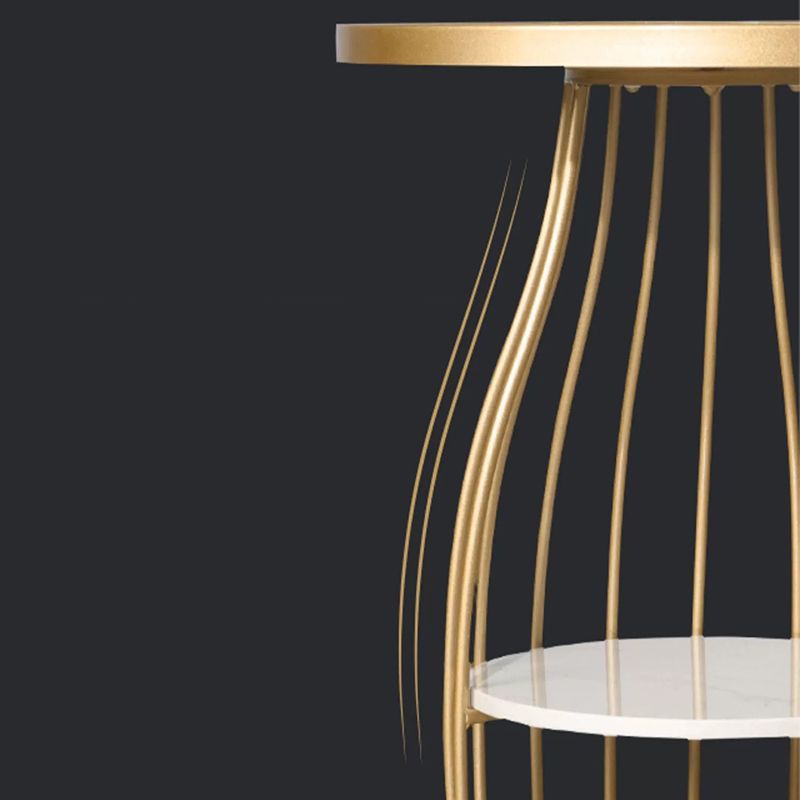 24.8 inch Tall Frame Metal Side Table with Shelf Glam Side End Table