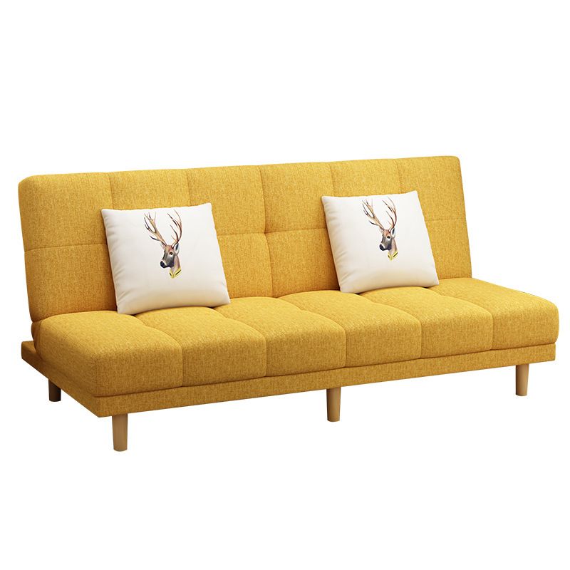 Scandinavian Biscuit Back Settee Armless Faux Leather/Cotton Blend Couch