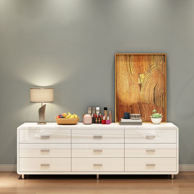 Bedroom Wooden Storage Chest Dresser Horizontal Storage Chest Dresser in White and Grey