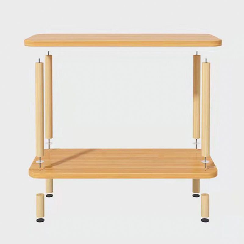 Modern Rectangular Corner Table Double Tier Wood Side End Table