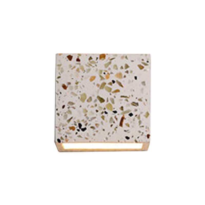 Nordic Style Cubic Up Down Wall Sconce Terrazzo 1 Bulb Hotel Wall Mount Light in Red/White/Blue