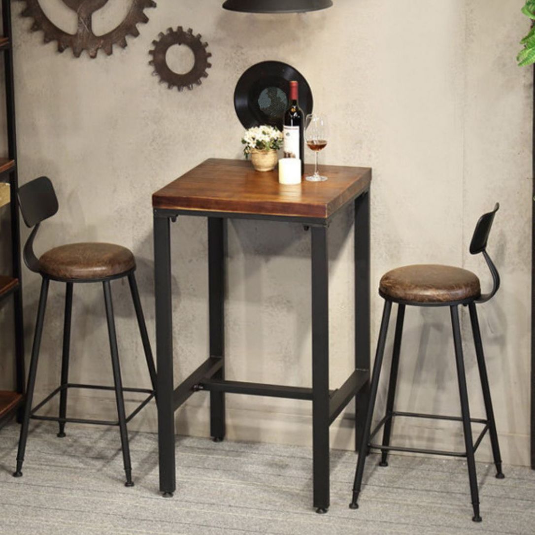 Pine Wood Bar Dining Table Industrial Bar Table with 4 Legs Base for Cafe Milk Tea Shop