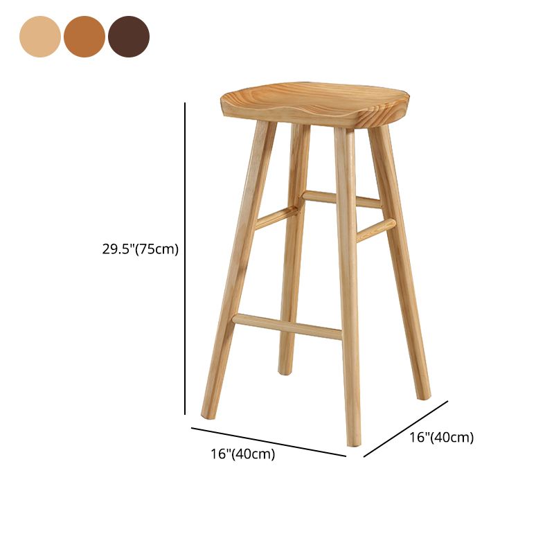 Industrial Style Bar-stool with Wooden Legs Saddle Seat Counter Stool for Kitchen Bar
