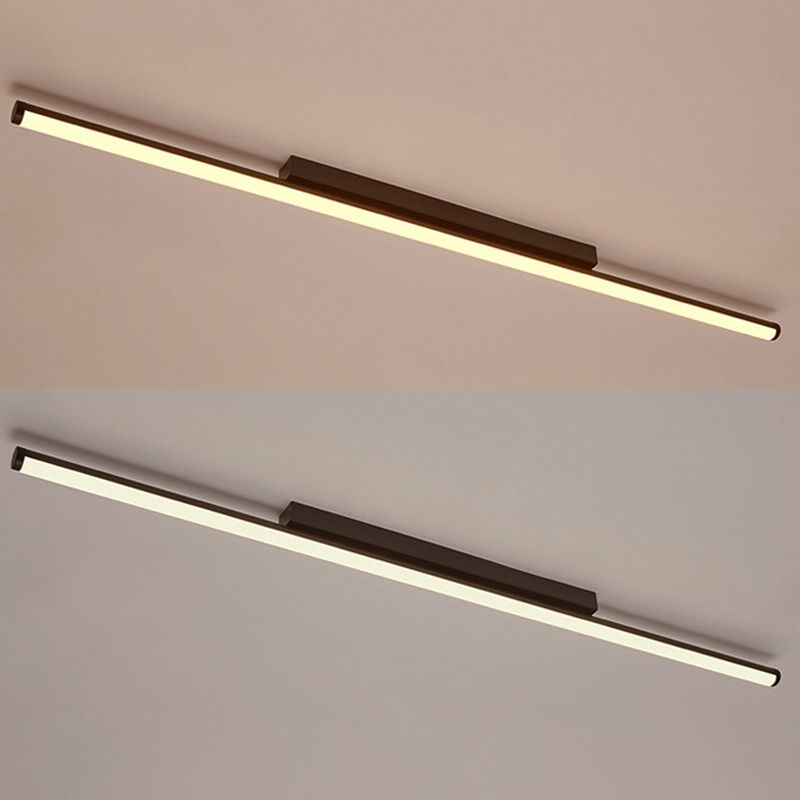 Acrylic Black LED Ceiling Light in Modern Minimalist Style Aluminium Linear Flush Mount