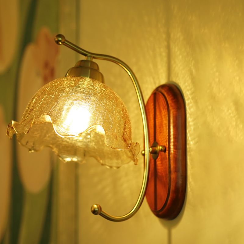Modern Glass Wall Mounted Lamp Wooden Wall Lights for Bedroom