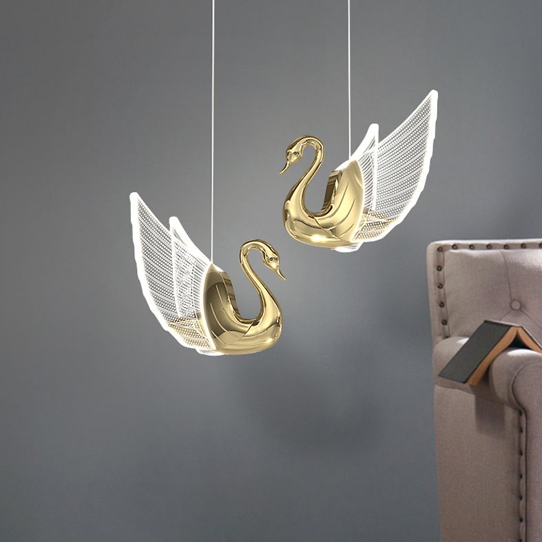 Swan Shape 1 Head plafond Pendant lampe Postmodern Metal Metal Plafond Light for Dinning Room Bedroom