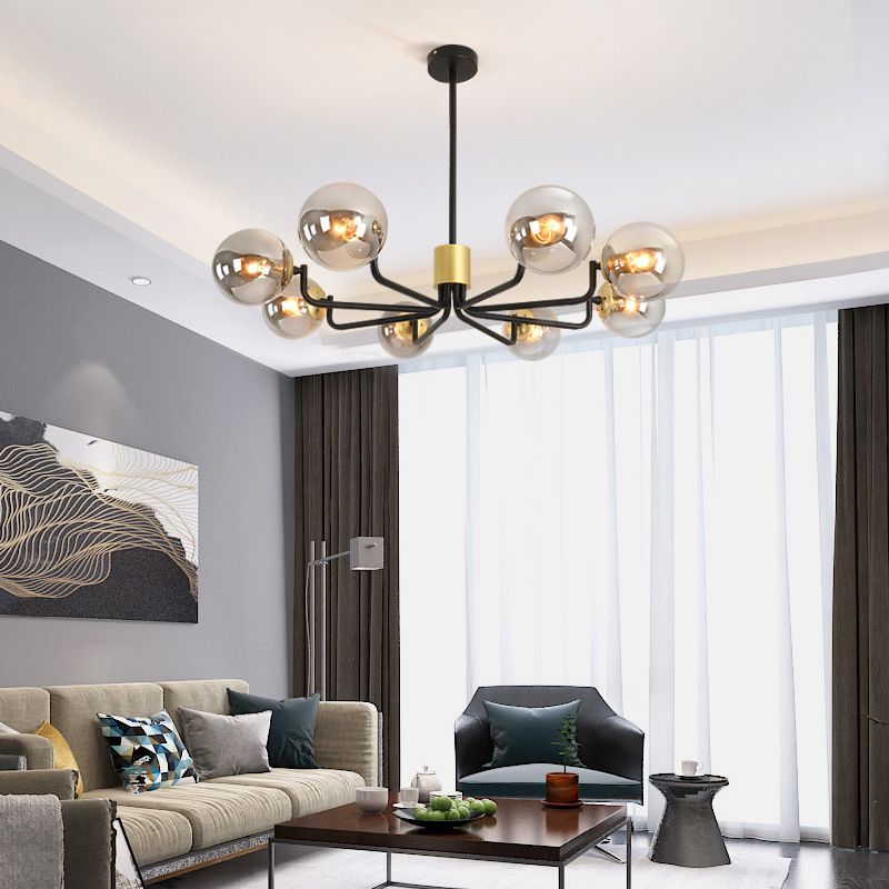 Gray Glass Chandelier Lighting Fixture Modern Chandelier Pendant Light for Living Room