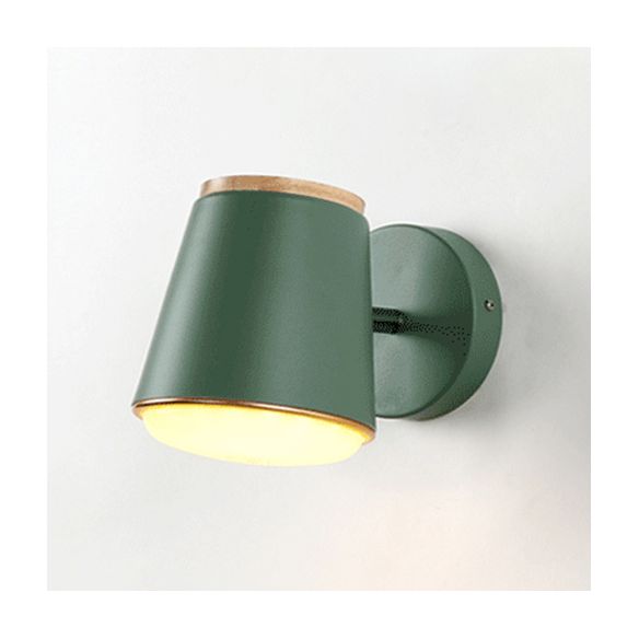 Tapered Wall Light Fixture Macaron Metal 1 Light Sconce Light in Pink/Grey/Green for Bedroom