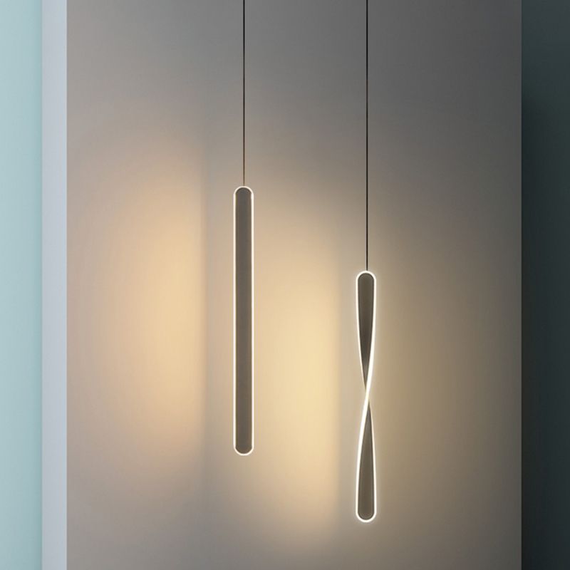 Minimalism LED Pendant Light Acrylic 1-Light Linear Down Lighting for Bedroom