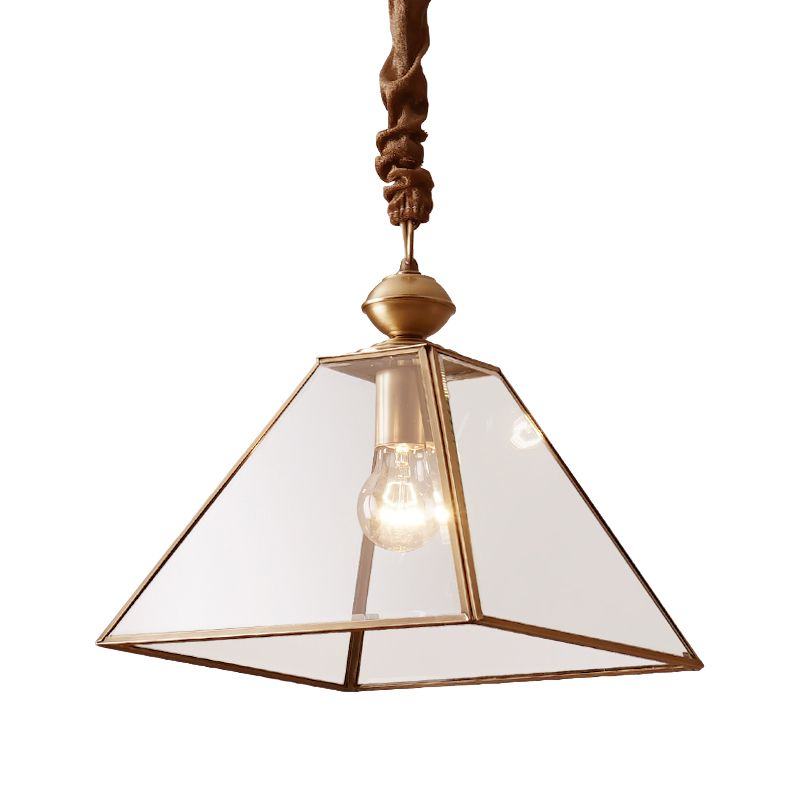1 Bulb Hanging Ceiling Lighting Rural Tower Shaped Clear/Clear Frosted Glass Suspension Pendant Light