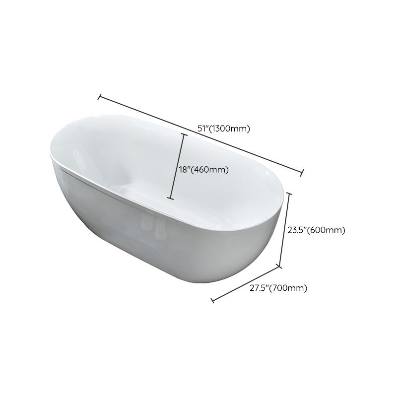 Modern Oval Bathtub Acrylic Freestanding Soaking White Back to Wall Bath