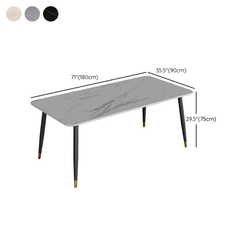 Industrial Kitchen Dinner Table Rectangle Stone 4 Legs Dining Table