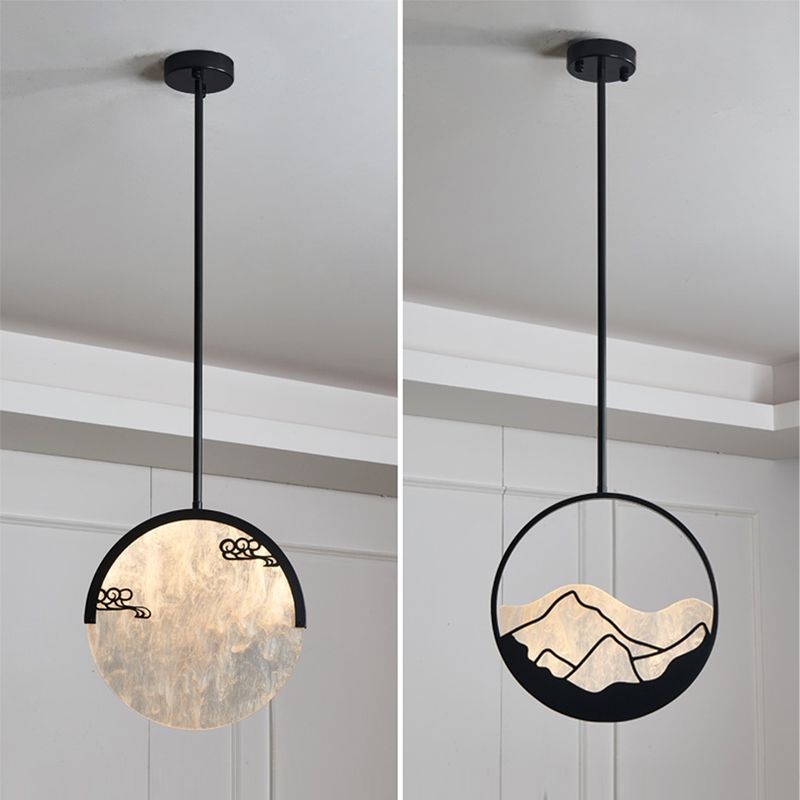 Pendentif de forme ronde en métal LED moderne LED suspendu suspendu pour le salon