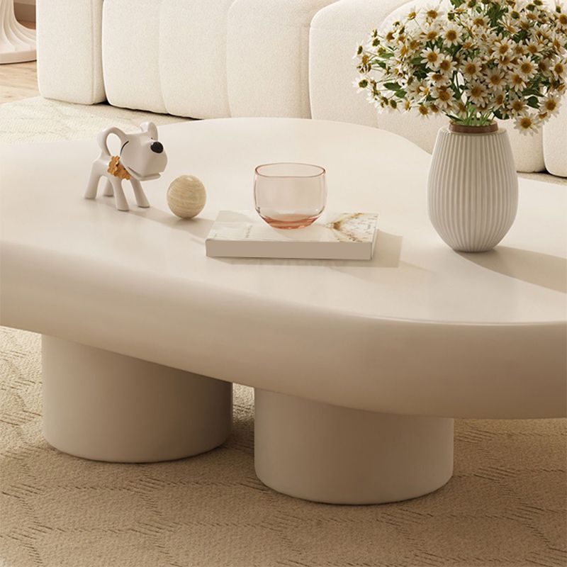 White 4 Legs Coffee Table Contemporary Geometric Wood Cocktail Table