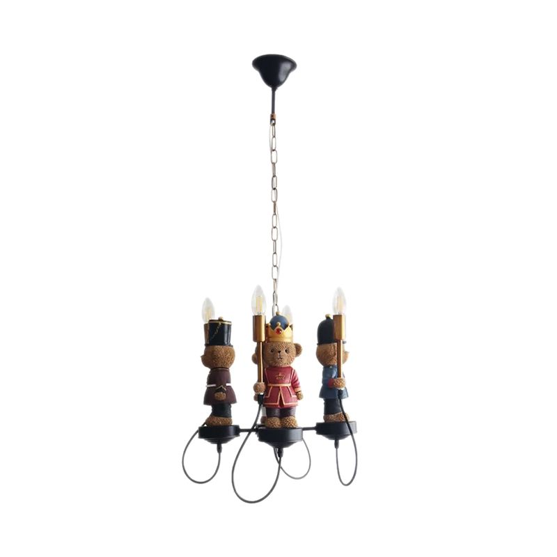 Chandelier à ours de jouet multicolores 4 lumières pour enfants lampe suspendue en métal pour chambre d'enfant