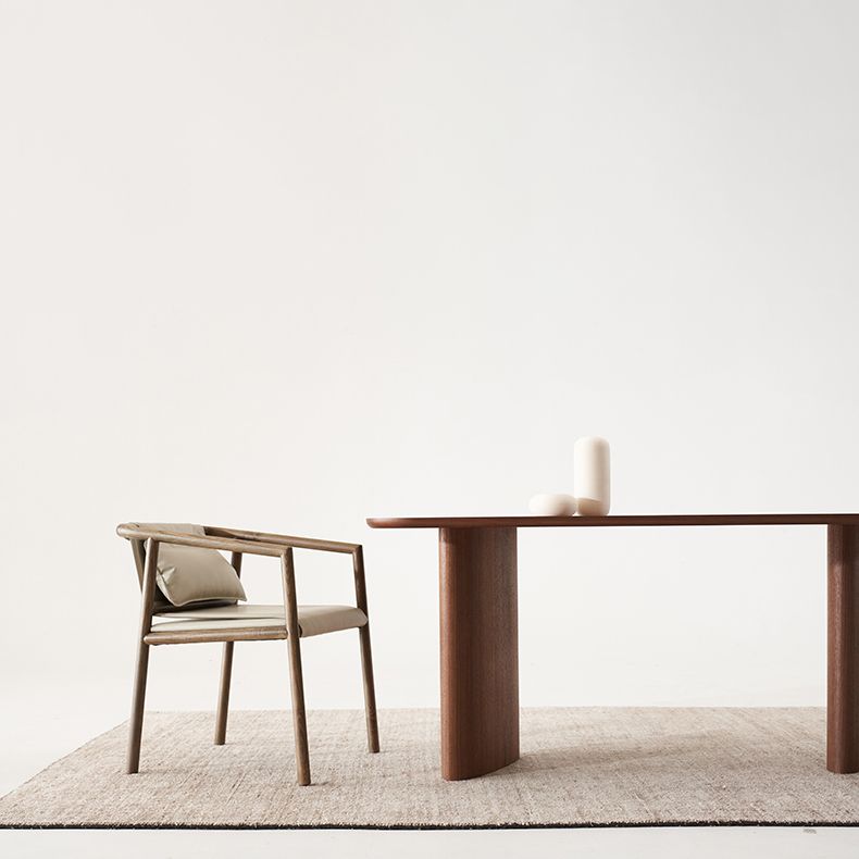 Solid Wood Contemporary Rectangle Table Pine Wood Top Table for Dining Room