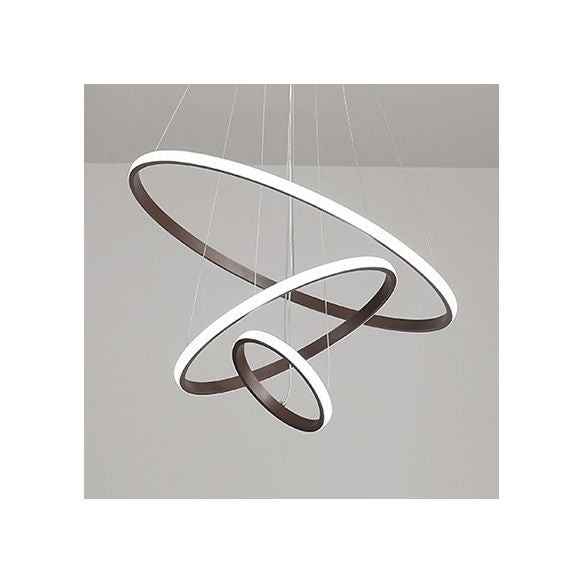 Brauner Multi-Ring-Kronleuchter moderner Acryl 2/3/4 Lichter Wohnzimmer LED-Deckenheize in warm/weiß/natürliches Licht