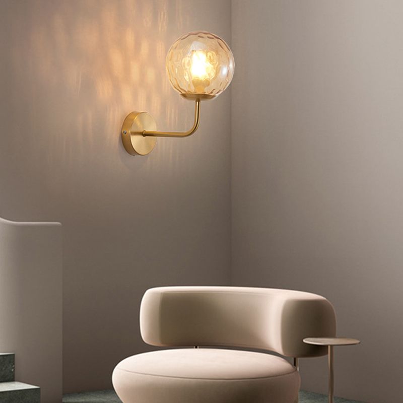 Metal Modern Wall Sconce Ball Shape Vanity Light with Glass Shade for Bathroom