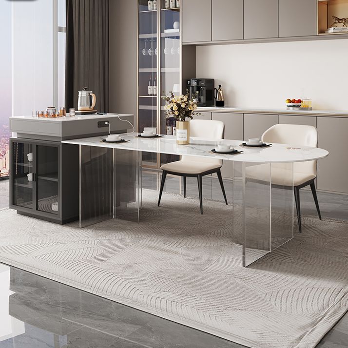 Sintered Stone Dining Table Acrylic Base Dinner Table for Dining Room