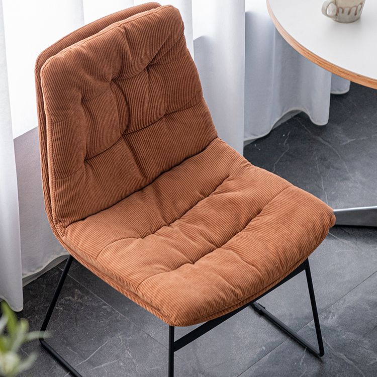 Nordic Upholstered Armless Dining Chairs Metal Legs Solid Back Chair for Home Use