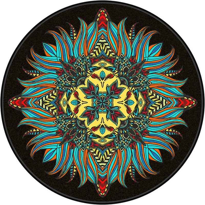 Multi Color Door Rug Moroccan Floral Area Carpet Synthetics Anti-Slip Stain Resistant Pet Friendly Rug