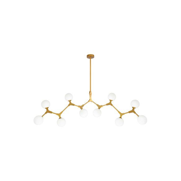 Ast Hanging Lampe moderne nordische Stil Opalglas 5/6/7 Lichter Gold Kronleuchter Licht