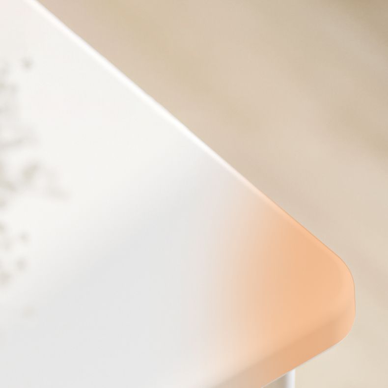Modern Dining Table Square Plastic Top with 4 Metal Legs for Living Room